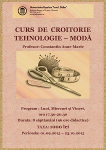 CURS DE CROITORIE intensiv septembrie 2015