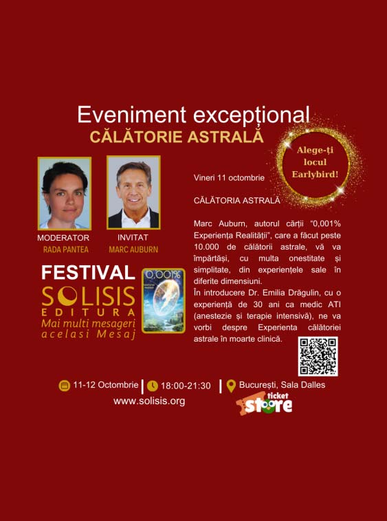 Festivalul Editurii SOLISIS. Călătorie astrală. 11 octombrie 2024 la Sala Dalles