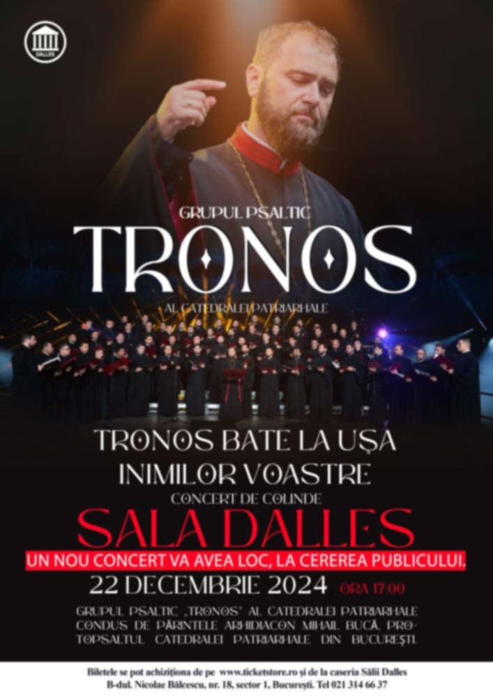 Concert de Colinde - TRONOS bate la ușa inimilor voastre 22 12 2024 ora 17.00