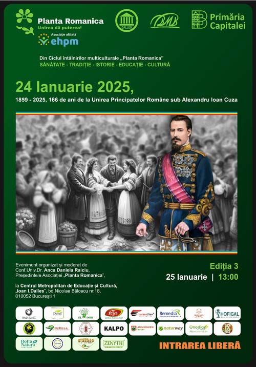 24 Ianuarie 2025 - 166 de ani de la Unirea Principatelor Române sub Alexandru Ioan Cuza